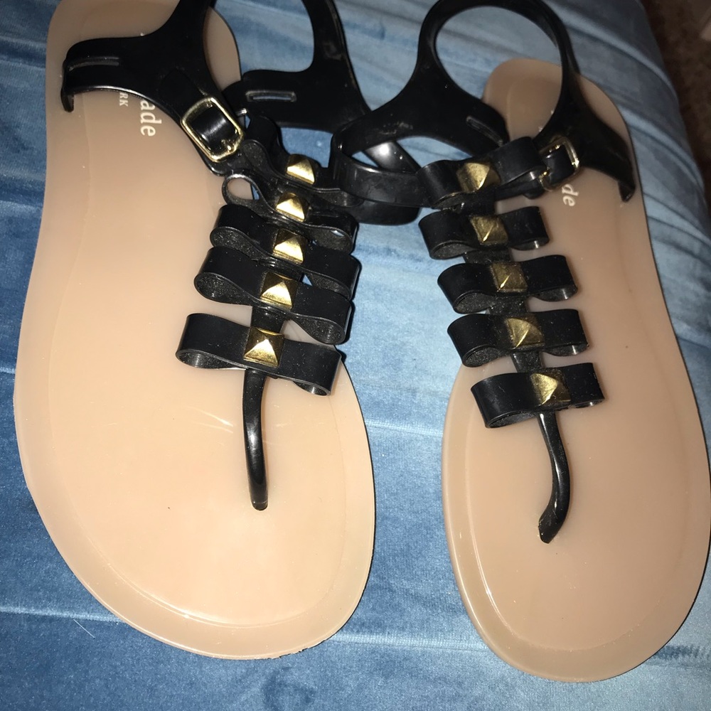 Kate spade black jelly bow sandals with studs